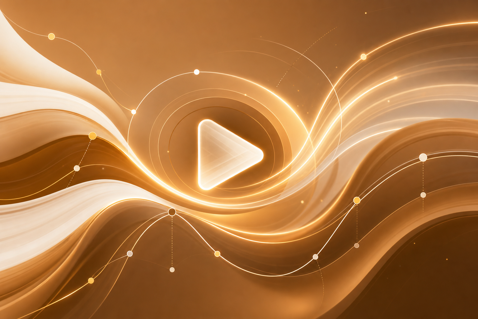 Abstract motion design illustration with flowing curves and keyframe elements in golden-brown tones